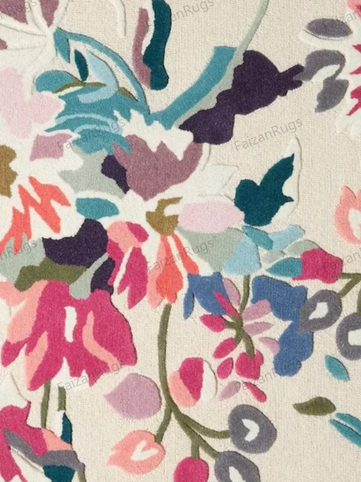 8x10 Floral Rugs Hand Tufted Hand Woven with High Low Piles in All Regular Size 5x8, 6x9, 8x10, 9x12, Stunning Multi Color in Floral Design