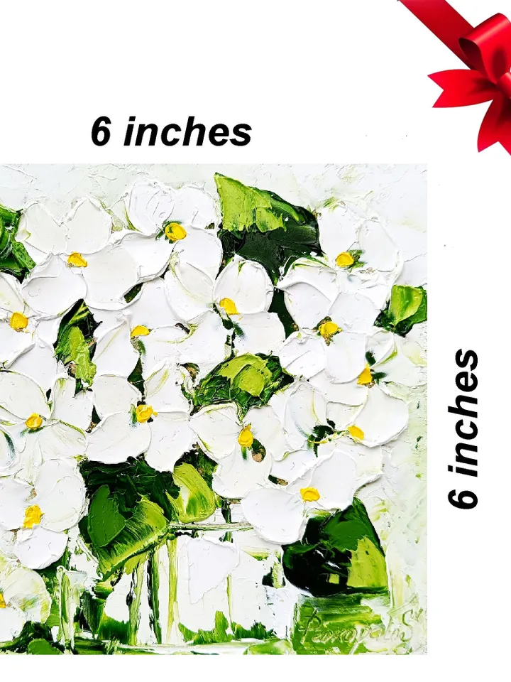 Daisy Painting Flower Original Art Impasto Oil Painting 6 by 6 Daisies Floral Small Painting by ArtProkopaloSv