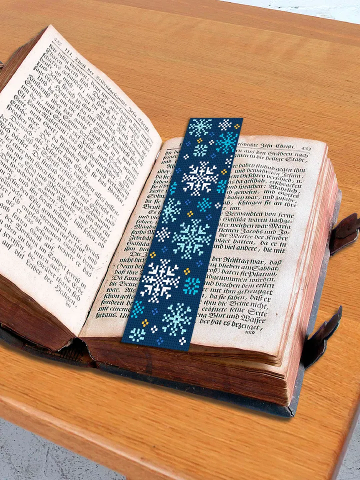 Winter bookmark cross stitch pattern PDF download Snowflakes cross stitch chart, Holiday handmade bookmark digital PDF, Christmas gift #B202