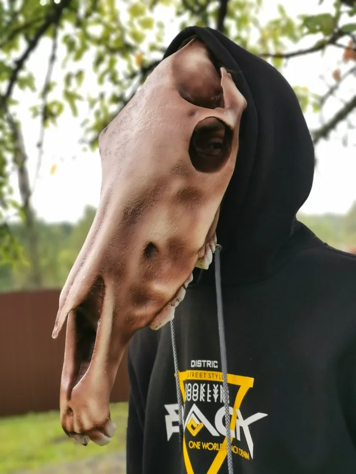 Horse Skull Mask Without Jaw, Horror Mask, Realistic Skull Mask, halloween scary mask, creepy mask, skull costume mask, shamanic mask