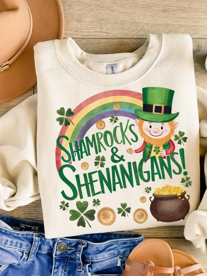 Shamrocks Shenanigans St Patrick's Day PNG, Rainbow Gold Pot png, Lucky Kids st patty Png, Shamrock PNG, St Patricks Png, Lucky Charm Png
