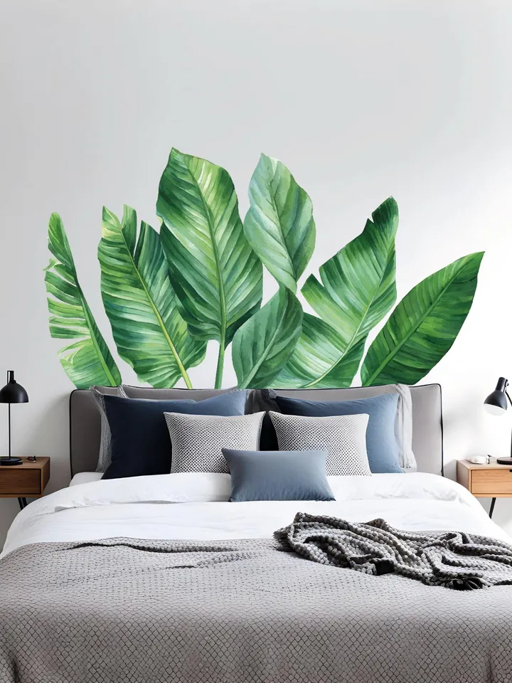 Palm leaves Wall Decal Headboard  Greenery Tropical  el85