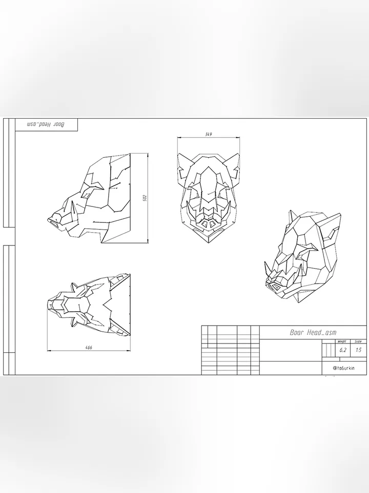 Welding Project Plans Drawings Boar Head (DXF, PDF)