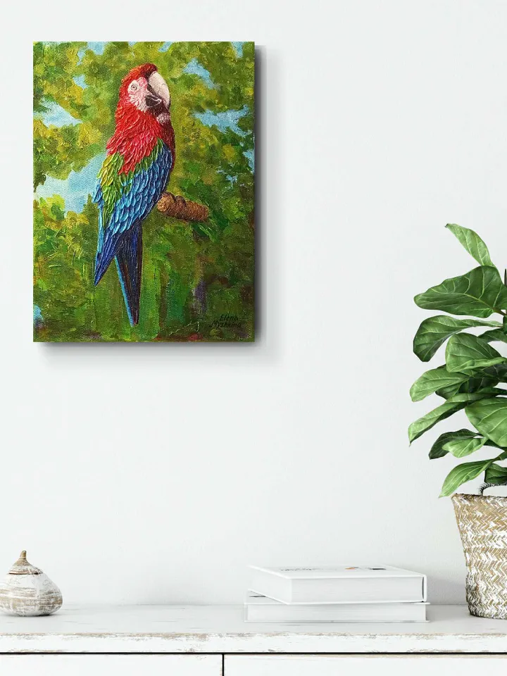 Digital product parrot painting, Parrot poster, Bird picture, Parrot picture, Brightly colored bird