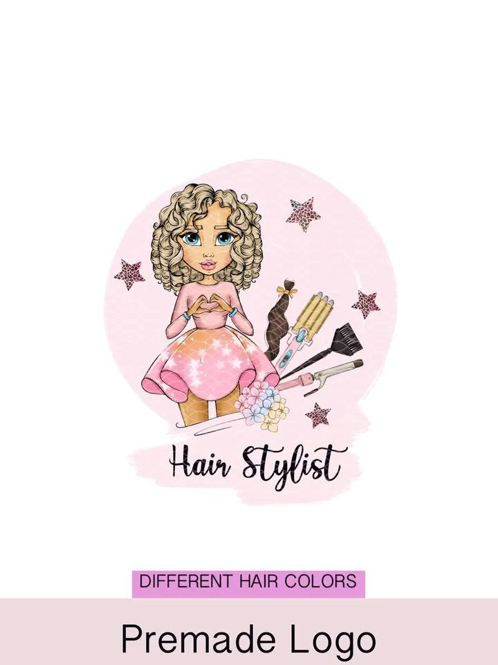 Amazing Makeup Stylist Logo, Salon Logo, Beauty Cartoon Girl Logo, Mua Logo