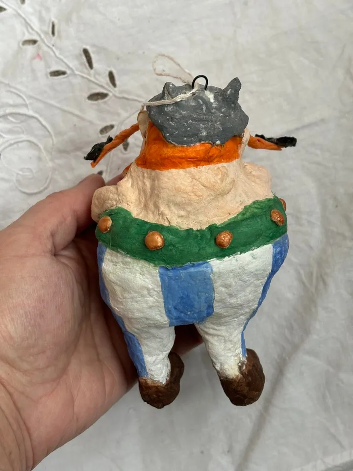 Christmas Ornaments- Obelix. Handmade Art Doll. Xmas tree toy Spun cotton doll.