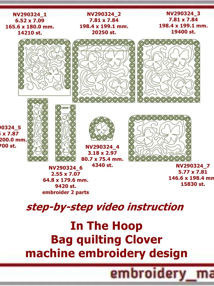 In The Hoop Embroidery Design Bag quilting Clover ITH from Embroidery Manavi 05