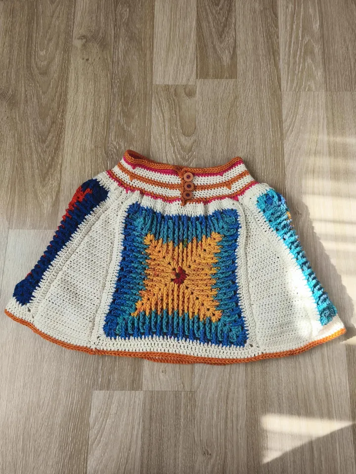 Handmade Crochet Granny Square Skirt - Boho Style Fashion