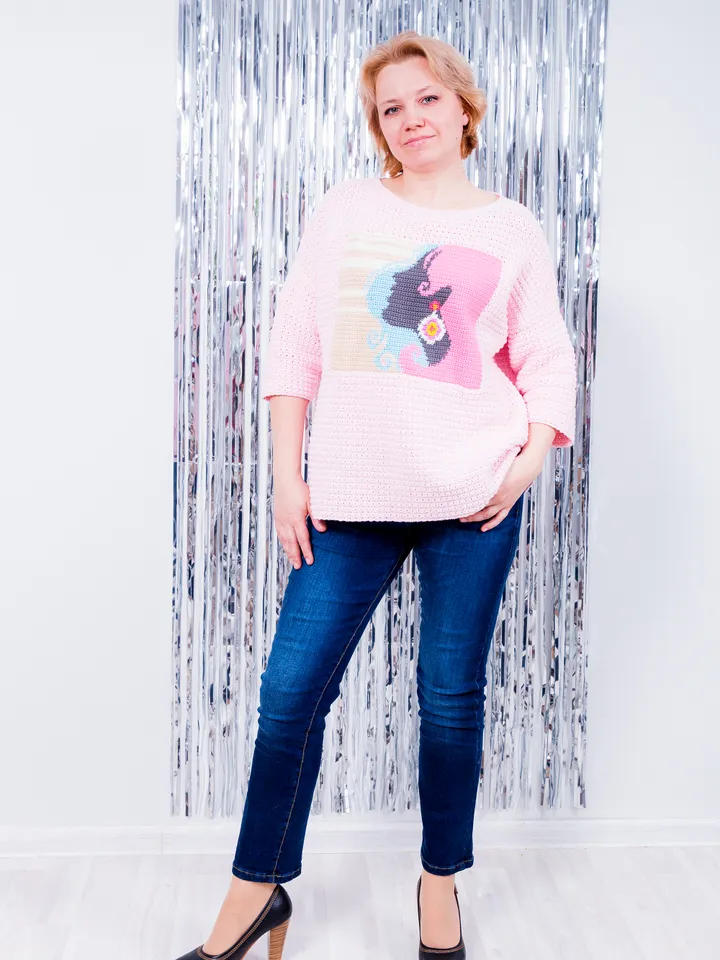 Intarsia Oversized Sweater Gloria Crochet Pattern