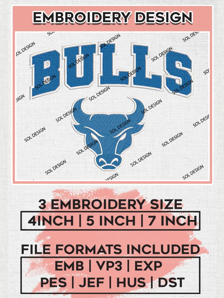 NCAA Bulls College Football Team Word Logo embroidery designs, NCAA Buffalo Bulls Logo Machine embroidery designs, NCAA Team Logo embroidery designs, NCAA Game Day Machine embroidery designs, Digital Download