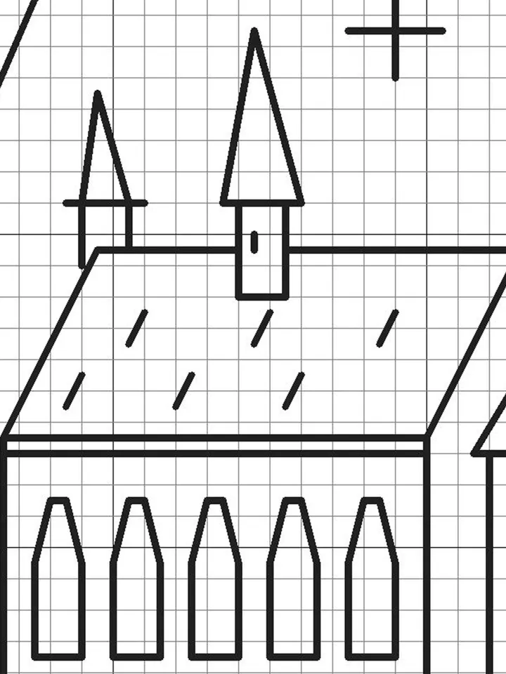 Wizard school blackwork pattern PDF Magic castle cross stitch, Fantasy Wizarding world hand embroidery PDF download, Backstitch chart #W13
