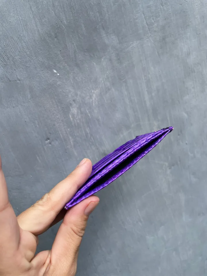 FAST SHIPPING genuine python skin credit cards holder | business cads holder violet snake unisex wallet small | gift idea exotic leather