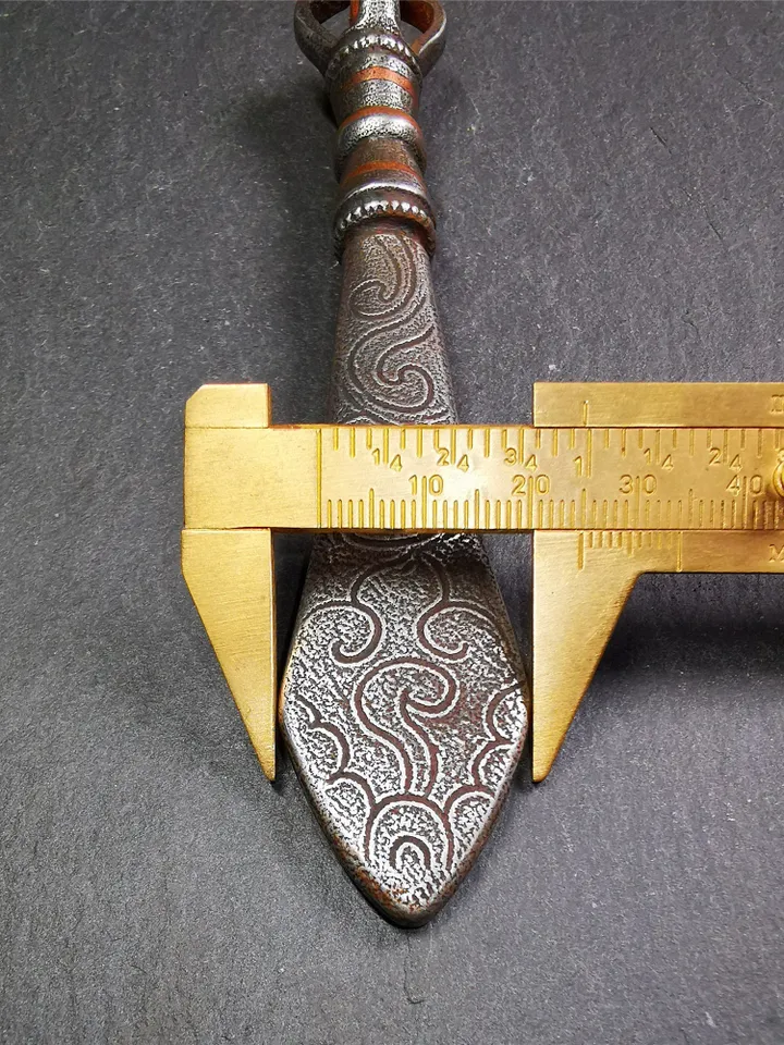 Gandhanra Tibetan Buddhist Ritual Implement ,Fire Vajra Sword of Manjushri,Made of Cold Iron inlaid with Copper