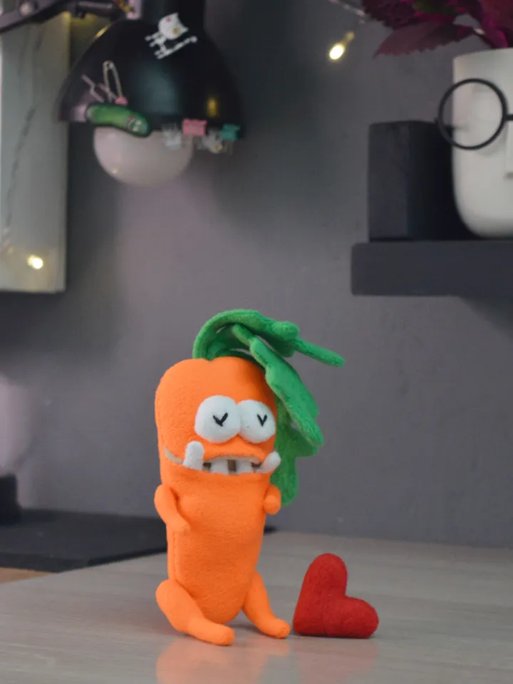 PDF Plush Carrot Pattern – Fleece Softie Toy with Pocket Mouth