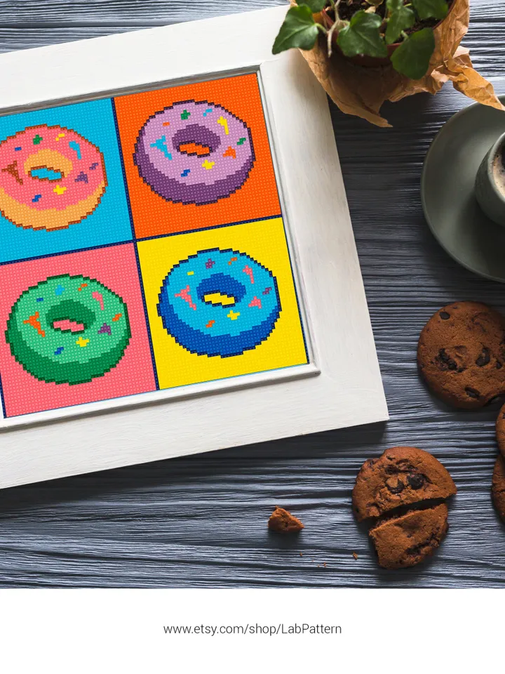 Donut Andy Warhol Cross stitch pattern | Embroidery Pattern | Instant Download | Embroidery Designs