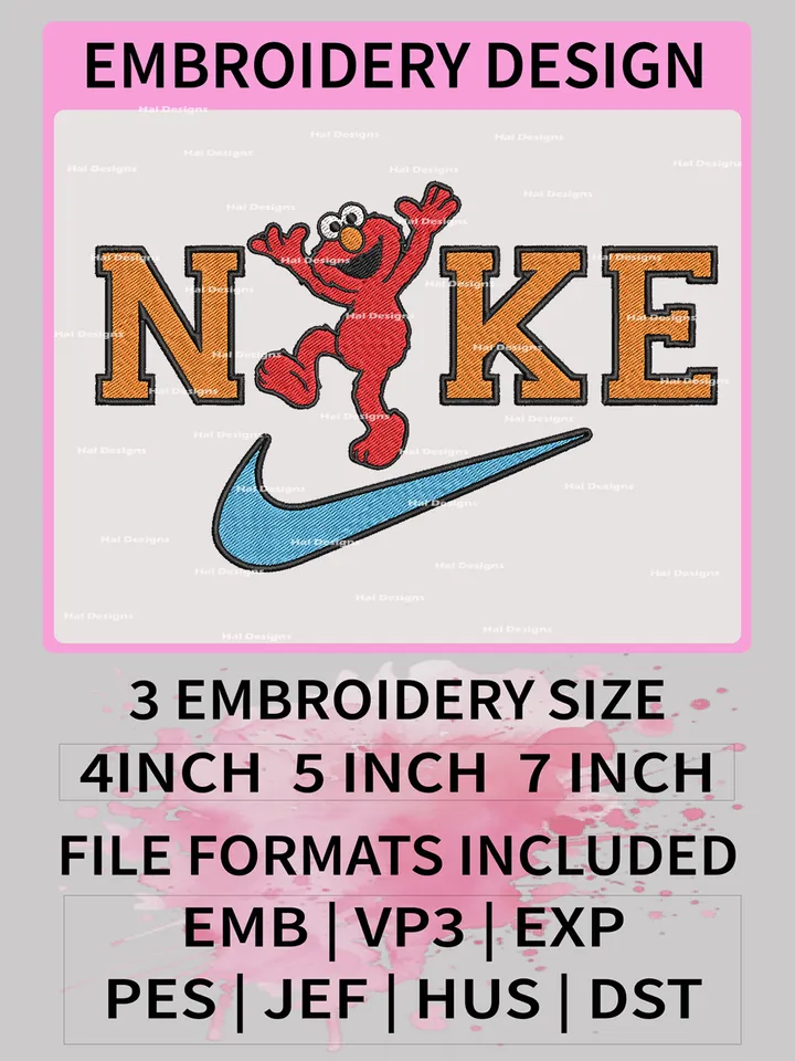 Nike Elmo Embroidery Designs, Red Monster Machine Embroidery Design, Sesame Street Embroidery Design, Embroidery Machin