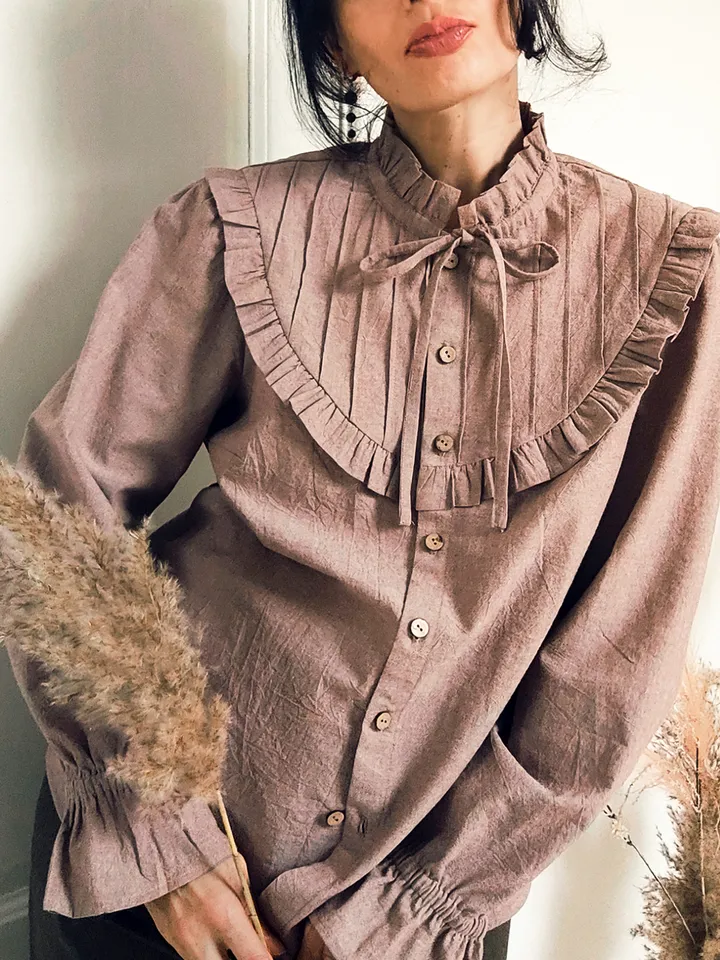 Victorian style cotton women's blouse/ Handmade womens shirt/ Any sizes XS-3XL
