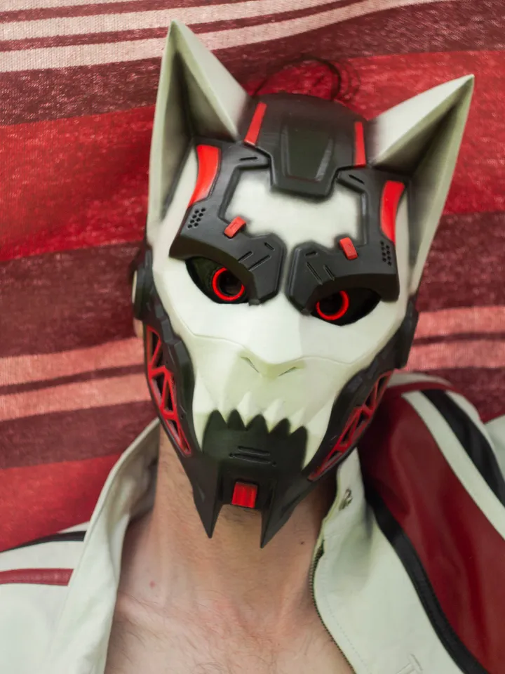 Cyber Cat Mask, CyberCat Mask, Cosplay Sci-Fi Mask, CyberPunk Mask for Halloween Photoshoot or Cosplay, Eyes with a Circle