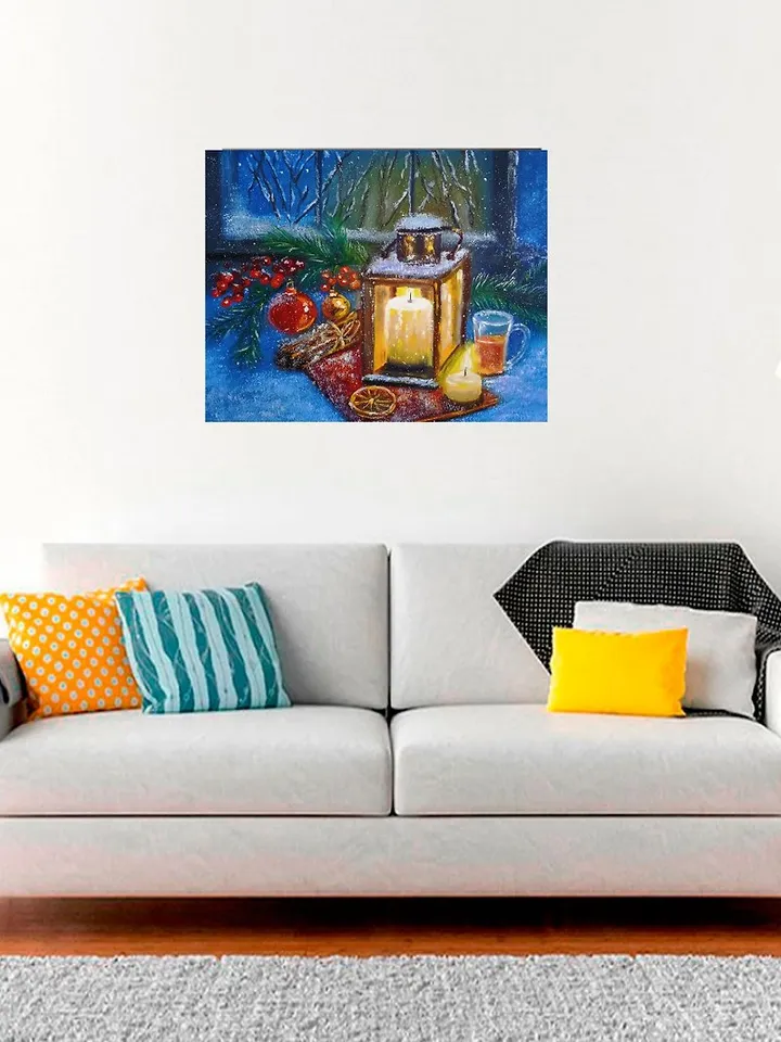 Christmas Painting Christmas Wall Decoration Christmas Lantern Canvas 40x50 cm