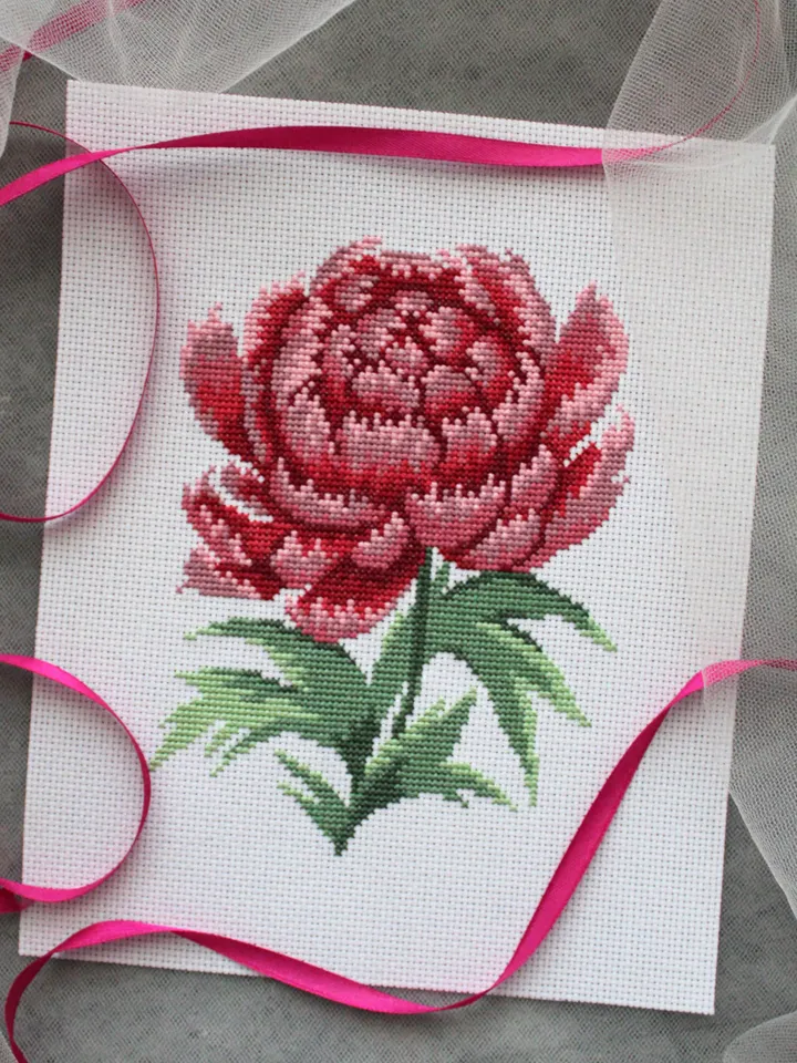 Cross stitch pattern Peony, PDF cross stitch pattern Flower