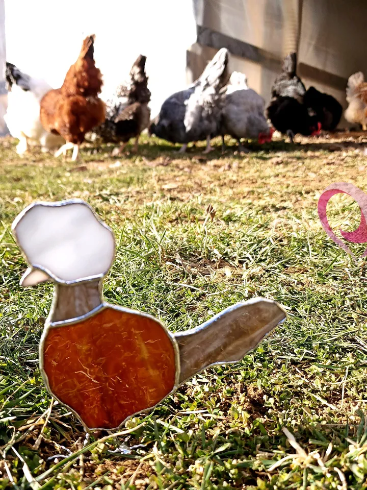 Stained Glass Chicken Suncatcher Cute Polish Hen Decor for Farmhouse Memorial Gift for Chicken Lover
