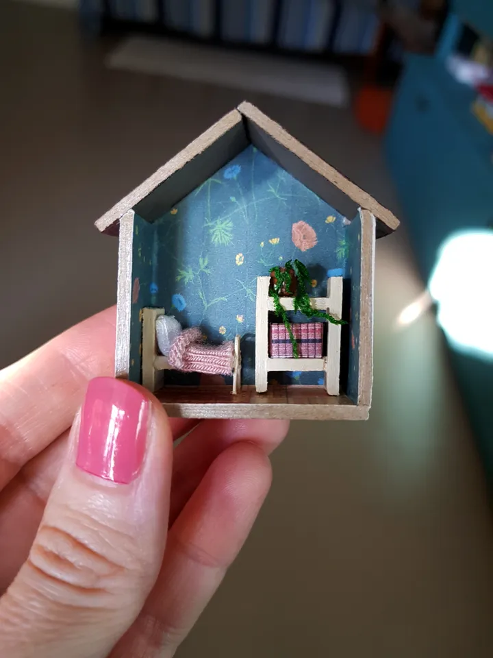 Micro Dollhouse Bedroom Mini with furniture scale 1:100