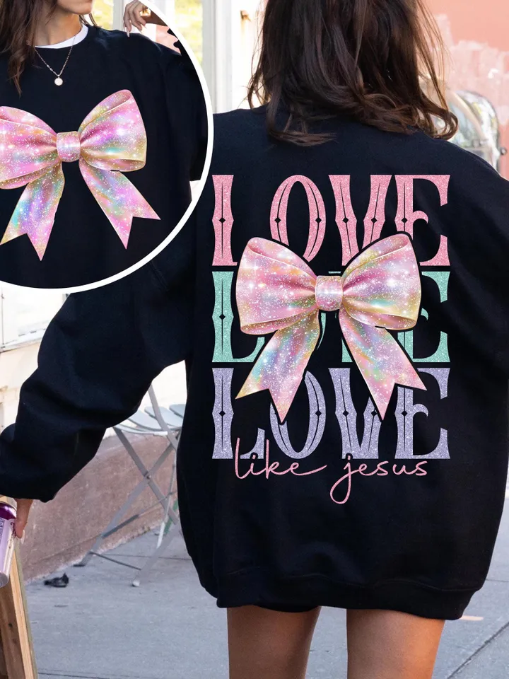 Retro Love like Jesus Coquette Png, Coquette Heart Bow png, Coquette Valentine Png, valentine png, Valentine Png, Jesus valentine png