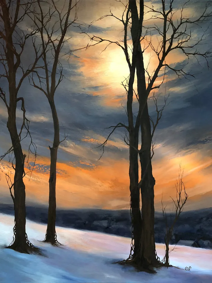Forest Painting Original Sunset Landscape Painting Misty Forest Wall Art