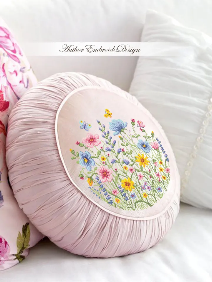 Wildflowers cross stitch pattern PDF download Watercolor flowers cross stitch chart, Wild flowers pattern digital PDF, Flower meadow #P52