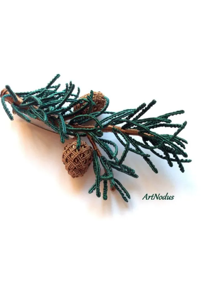 Pine Branch Brooch with Cones