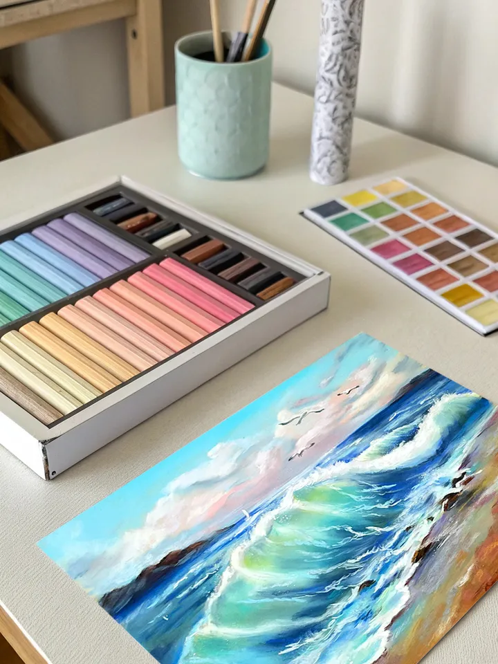 Original Pastel Seascape Painting 12x16 – Ocean Wave Art on Pastelmat by IrenFfantasyArt