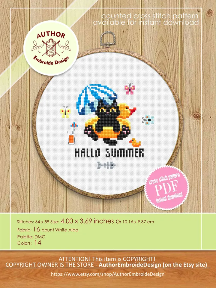 Set Black cat cross stitch pattern PDF download Cat holiday cards cross stitch chart, Small cat pattern digital PDF, Cat lover gift #K61