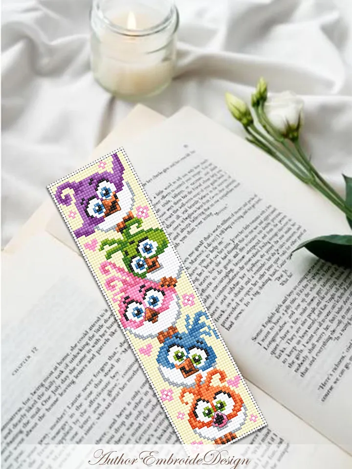 Bird bookmark cross stitch pattern PDF download Funny birds cross stitch chart, Cute bookmark pattern digital PDF, Bird lover gift #B419