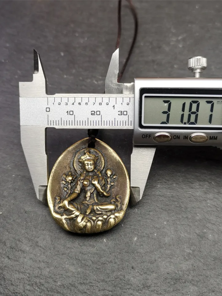 Gandhanra Antique Tibetan Buddhist Protective Amulet,Green Tara Pendant,Jetsun Dolma,Made of Brass