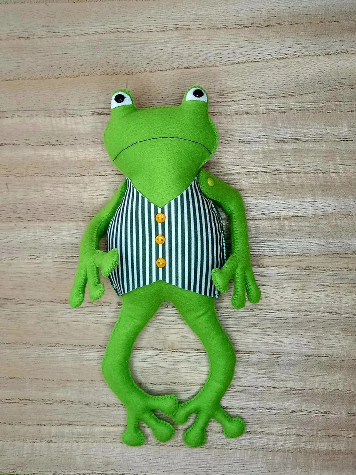 Mr. Frog, Frog Gentleman, Green Toad Toy, Toad, Felt Frog, Felt Toy