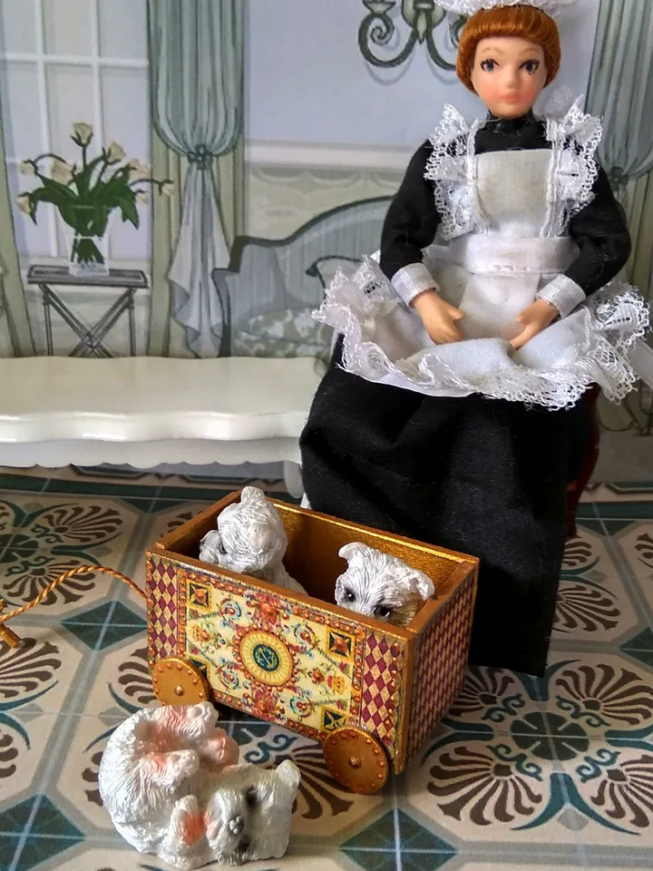 Trolley for dollhouse. Doll toy.1:12 scale.