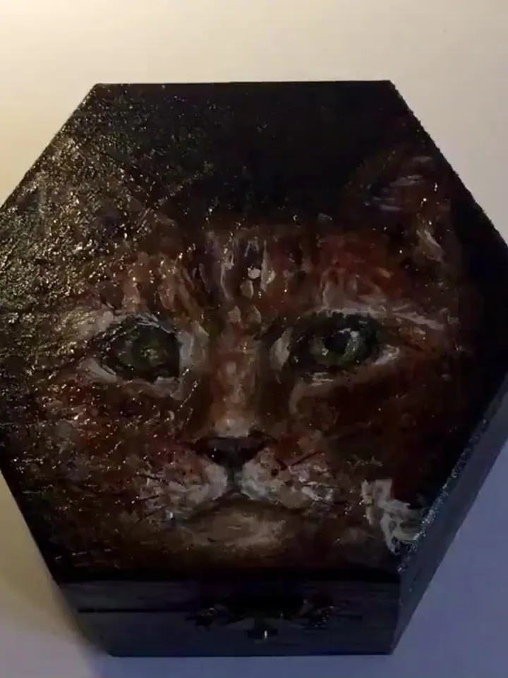 Marusya-Cat wooden box handpainted, handmade cat lovers gift,cat painting on wood,cat jewellery box,special gift for her.