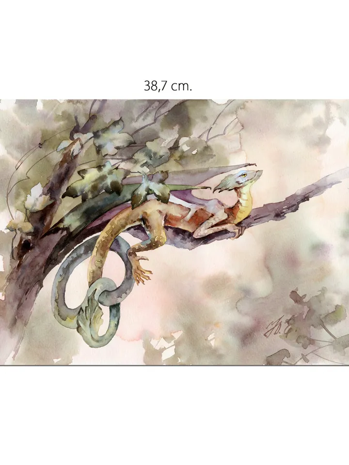 Original fantasy art Dragon painting Guardian of the Silver Poplar by Yulia Evsyukova