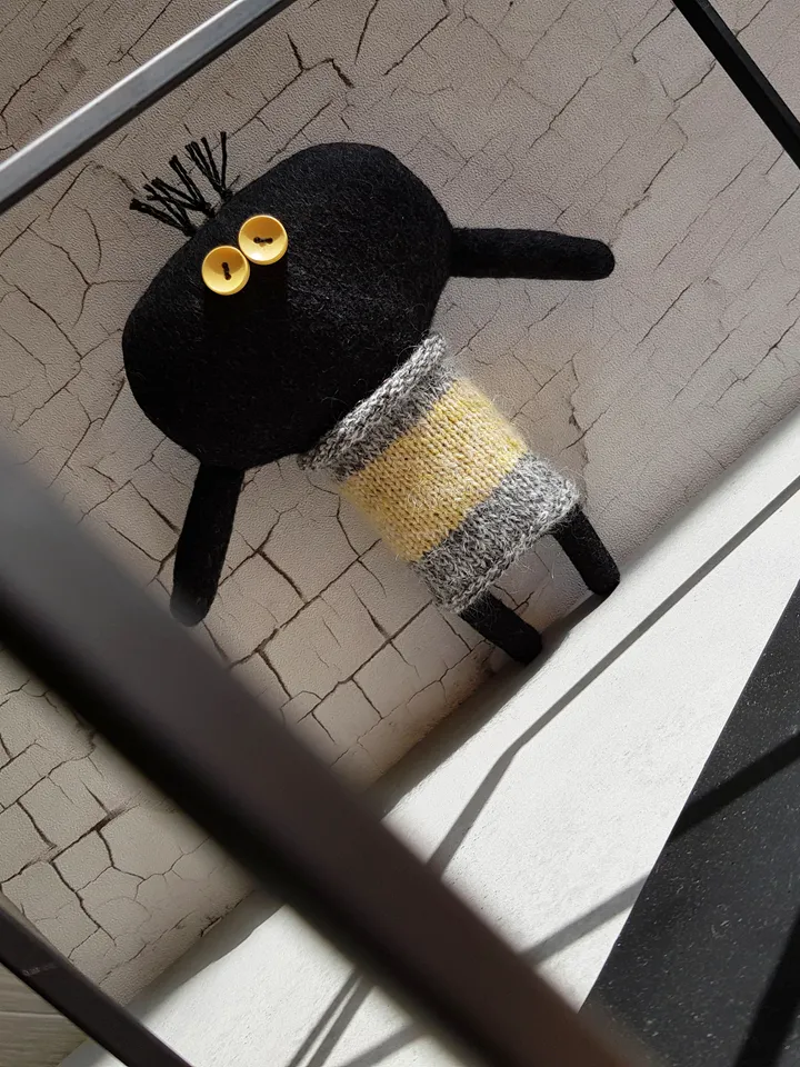 Black rabbit in sweater PDF digital Tutorial, bunny sewing pattern, sweater knitted pattern, Halloween doll sewing diy
