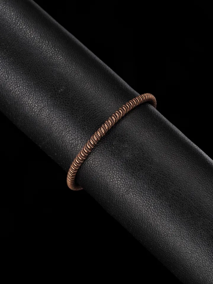 Narrow wire wrapped copper bracelet Unique metal bangle Handmade jewelry