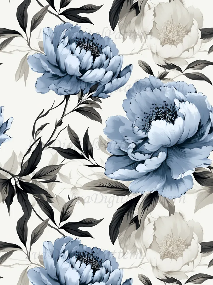 Seamless watercolor blue pink wild peony pattern, digital paper, floral pattern, mosaic pattern, commercial use
abstract floral seamless pattern - repeating pattern