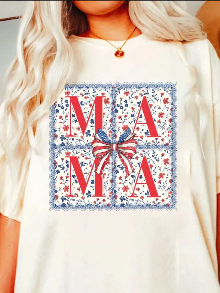 Retro Coquette Boho Mama PNG, 4th of July PNG, Fourth of July png, Bow Floral Mama Png, Sublimation, Digital Download, USA America Freedom