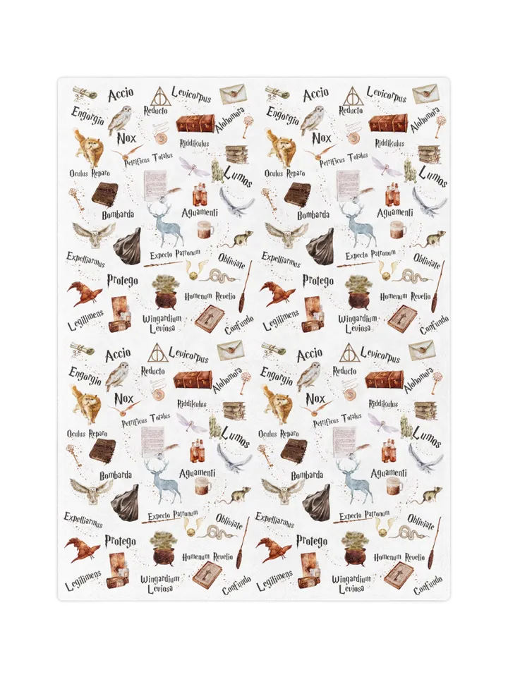 Wizarding World Baby Blanket; Magic School Baby Minky Blanket Owl Key Magic World Custom Wizard Blanket Gift for Baby Minky Blanket WBB12
