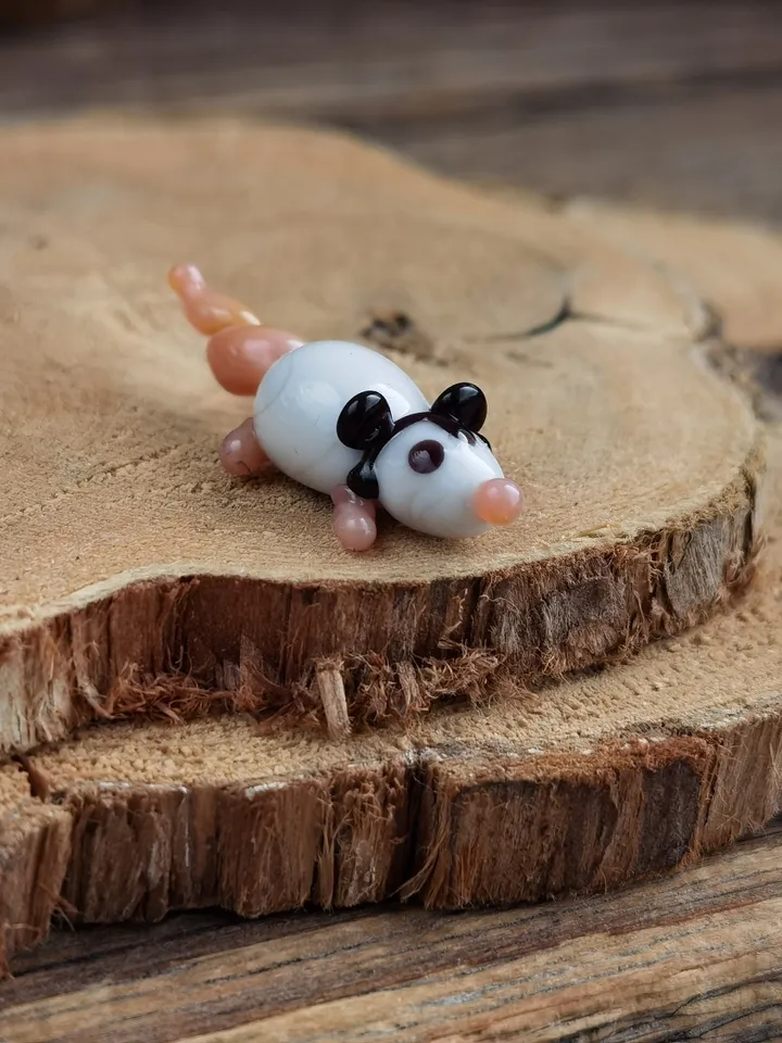 Opossum figurine Rat gifts Pet mouse Rat toy Glass opossum art Mouse miniature Dollhouse miniature Miniature animals Tiny glass possum