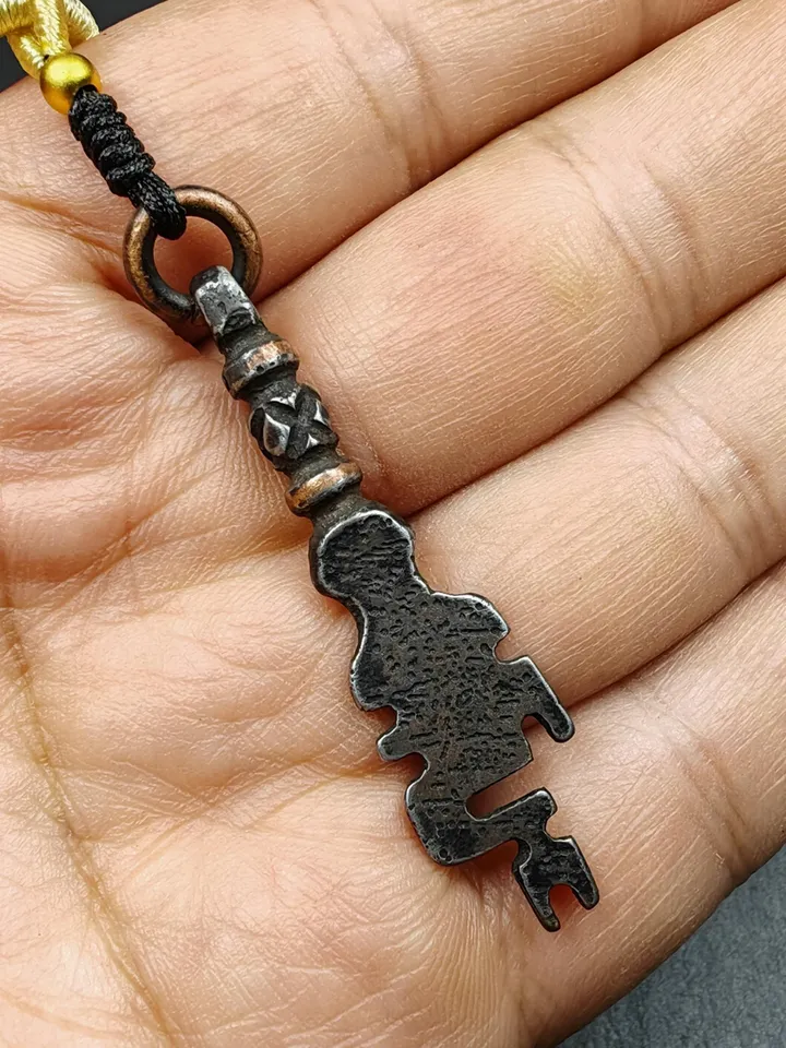 Antique Tibetan Amulet,The Key of Heart Pendant, Gandhanra Handmade Himalayan Style Pendant,Lucky Charm,Made of Cold Iron