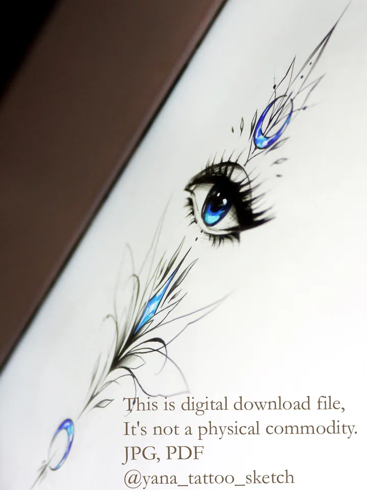 Third Eye Tattoo Design Evil Eye Tattoo Idea Sketch Stencil, Instant download PDF, JPG