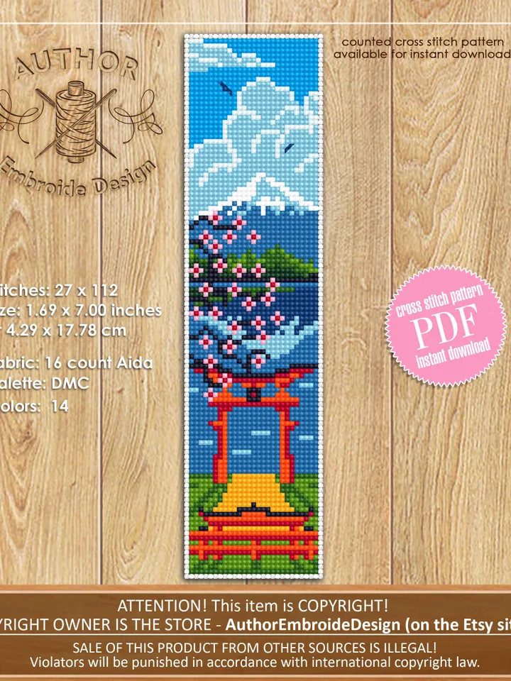 Country Bookmark set cross stitch pattern download PDF Floral bookmark pattern digital PDF, Nature cross stitch Spring, Paris, Italy #B114