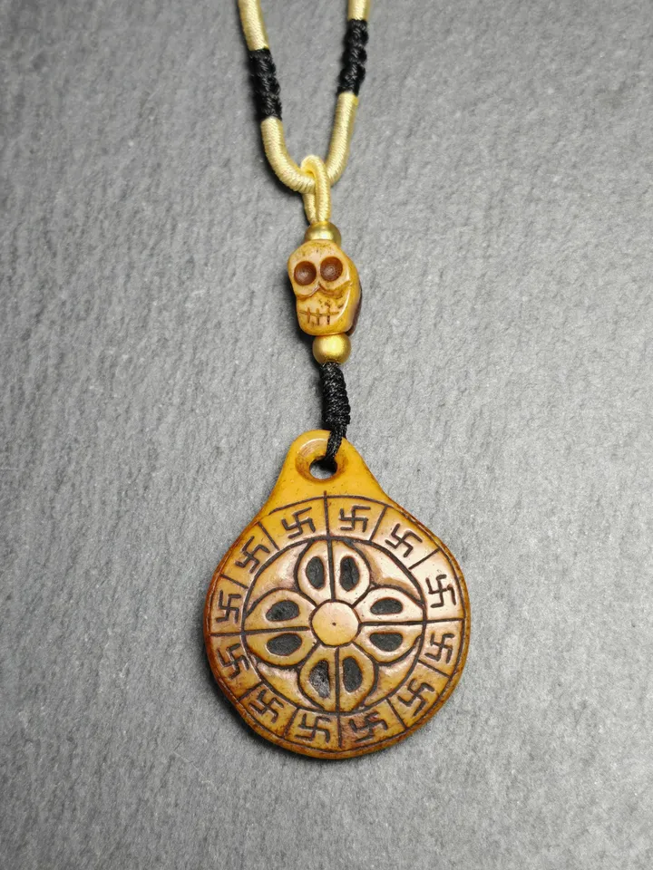 Authentic Mandala Kapala Pendant,Gandhanra Old Tibetan Buddhism Amulet,40mm × 32mm
