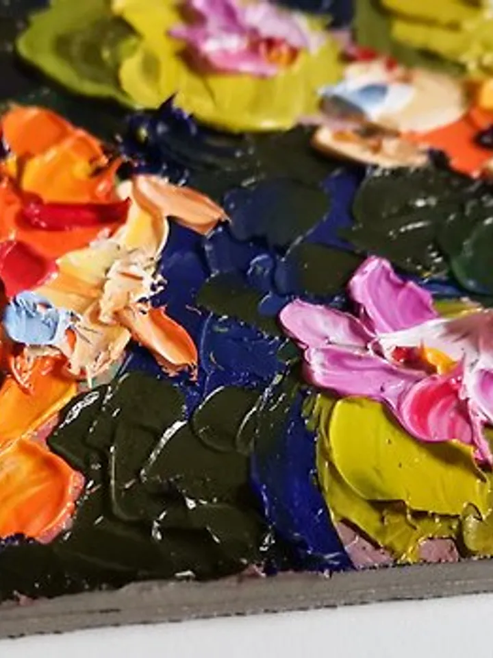 锦鲤 油畫原作 手工油畫 掛畫 油畫 koi Fish Painting Impasto Oil Painting by Verafe
