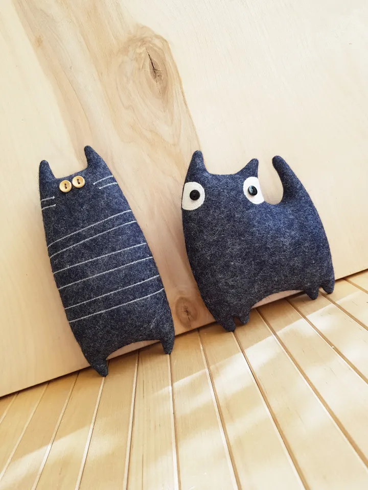Black Cat Sewing Pattern PDF, Tutorial in English, Felt animal Pattern, felt doll sewing diy, Halloween doll PDF